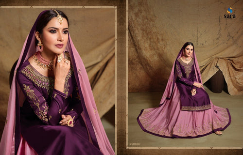 Purple Satin Georgette Indian women's salwar kameez with dupatta ready to wear