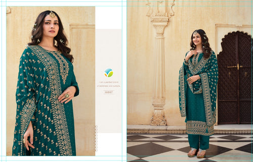 Green Fancy Fabric Indian women's salwar kameez with dupatta ready to wear