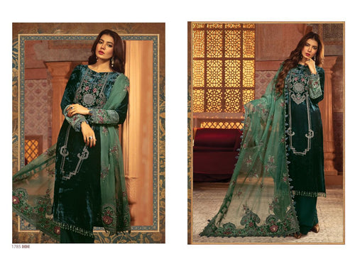 Green Velvet Indian women's salwar kameez with dupatta ready to wear