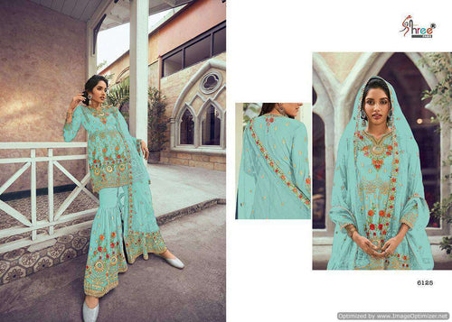 Aqua Pure Georgette Indian women's salwar kameez with dupatta ready to wear
