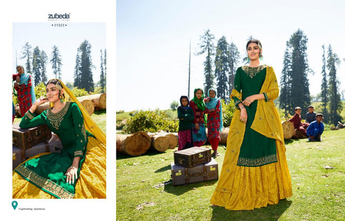 Green Satin Georgette Indian women's salwar kameez with dupatta ready to wear