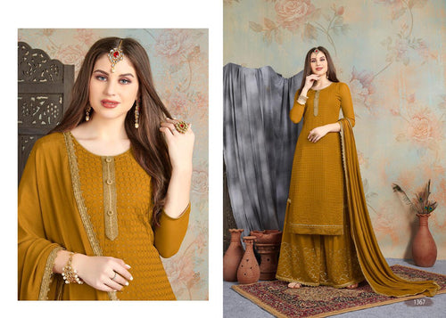 Gold Heavy Georgette Indian women's salwar kameez with dupatta ready to wear