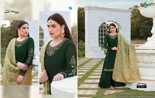 Green Satin Georgette Indian women's salwar kameez with dupatta ready to wear