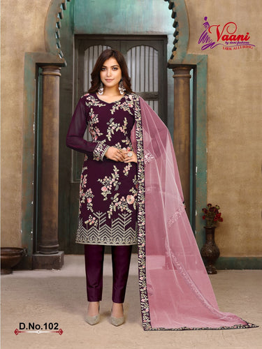 Purple Faux Georgette Indian women's salwar kameez with dupatta ready to wear