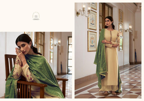 Multi Color Pure Muslin Silk Indian women's salwar kameez with dupatta ready to wear