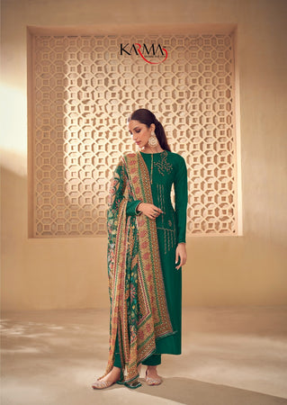 Green Crepe Indian women's salwar kameez with dupatta ready to wear