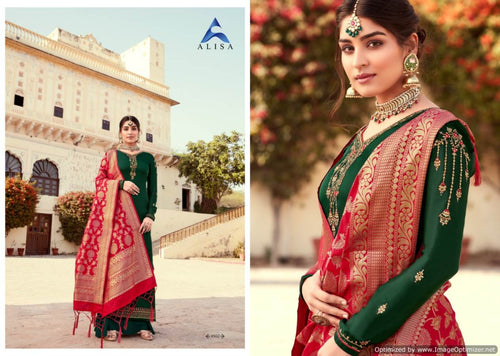 Green Satin Georgette Indian women's salwar kameez with dupatta ready to wear