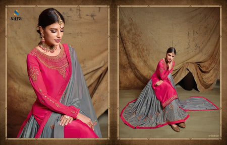 Multi Color Satin Georgette Indian women's salwar kameez with dupatta ready to wear