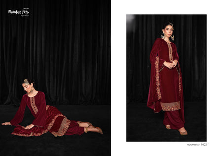 Brown Pure Soft Velvet Indian women's salwar kameez with dupatta ready to wear
