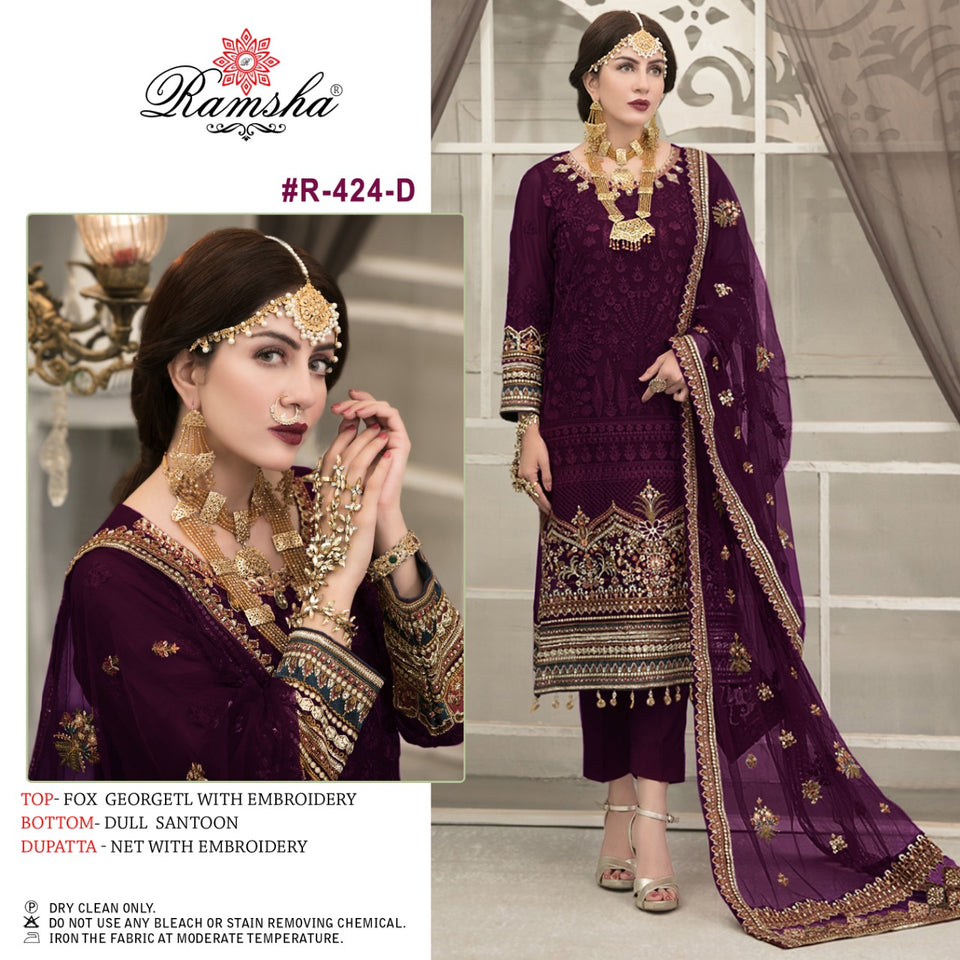 Purple Gorgette Indian women's salwar kameez with dupatta ready to wear