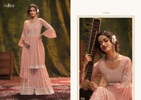 Pink Chinon Slub Indian women's salwar kameez with dupatta ready to wear