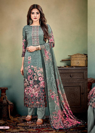 Multi Color Heavy Silk Crape Indian women's salwar kameez with dupatta ready to wear
