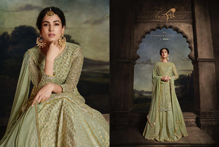Green  Net Indian women's salwar kameez with dupatta ready to wear