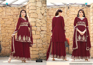 Brown Blooming Georgette Indian women's salwar kameez with dupatta ready to wear