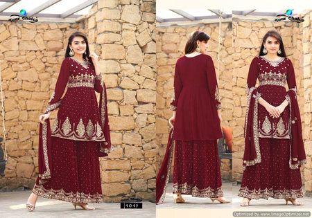 Brown Blooming Georgette Indian women's salwar kameez with dupatta ready to wear