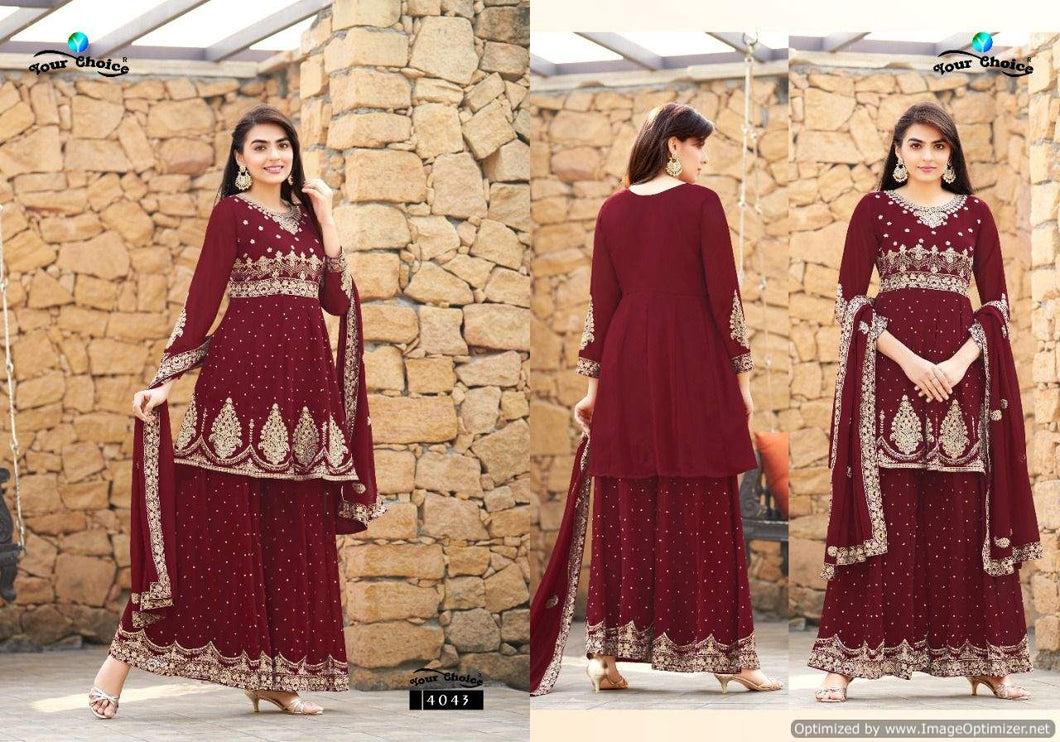 Brown Blooming Georgette Indian women's salwar kameez with dupatta ready to wear