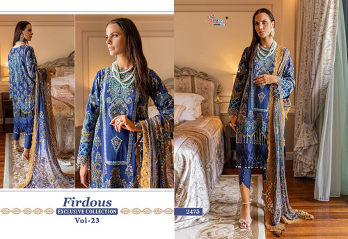 Blue Pure Cotton Indian women's salwar kameez with dupatta ready to wear