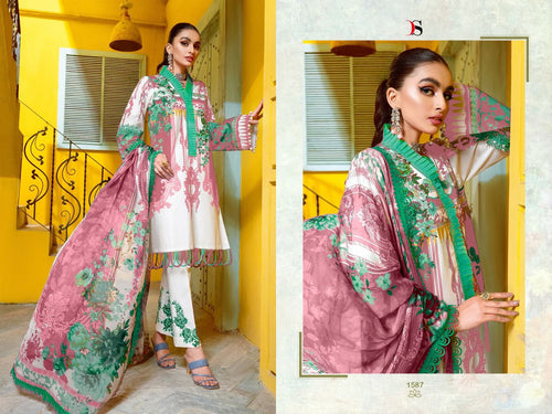 Multi Color Pure Cotton Indian women's salwar kameez with dupatta ready to wear
