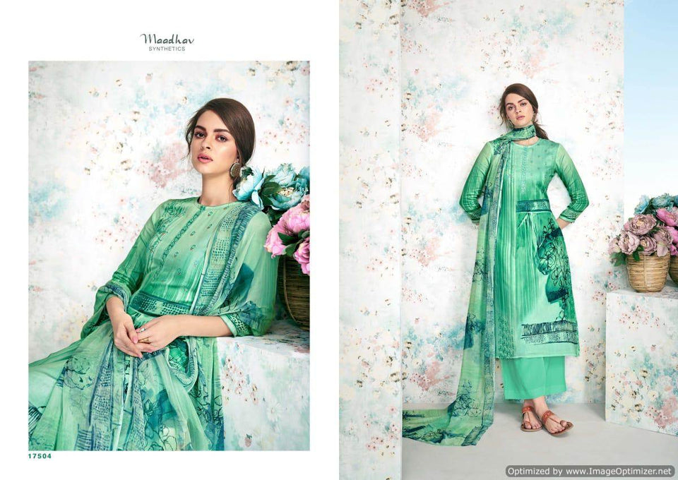 Green Pure Jam Cotton Indian women's salwar kameez with dupatta ready to wear