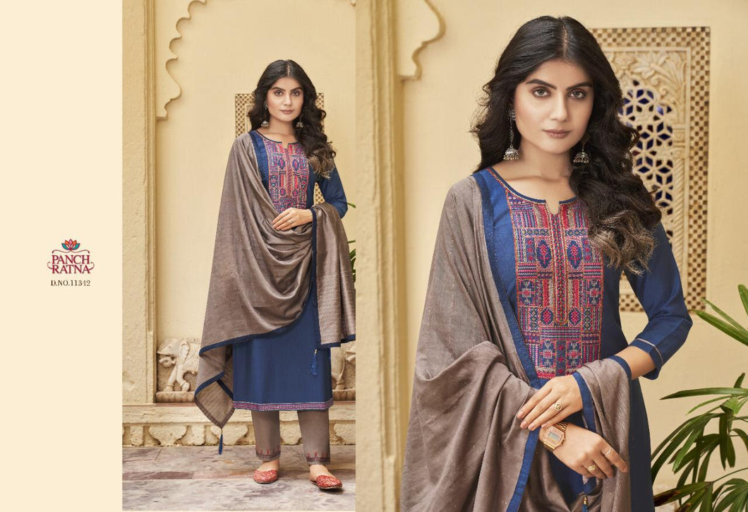 Blue Heavy Parampara Silk Indian women's salwar kameez with dupatta ready to wear
