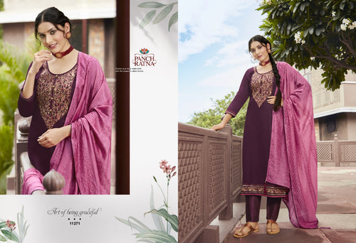Purple Jam Silk Indian women's salwar kameez with dupatta ready to wear