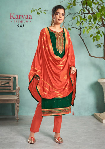 Green jam silk Indian women's salwar kameez with dupatta ready to wear