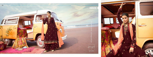 Brown Georgette Indian women's salwar kameez with dupatta ready to wear