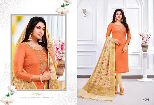Coral Modal Silk Indian women's salwar kameez with dupatta ready to wear