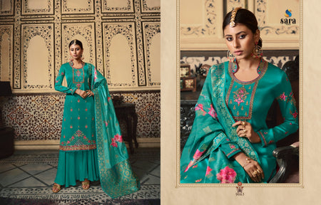 Multi Color Satin Georgette Indian women's salwar kameez with dupatta ready to wear