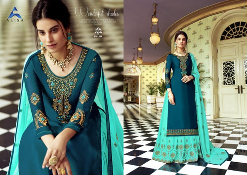 Blue Satin Georgette Indian women's salwar kameez with dupatta ready to wear