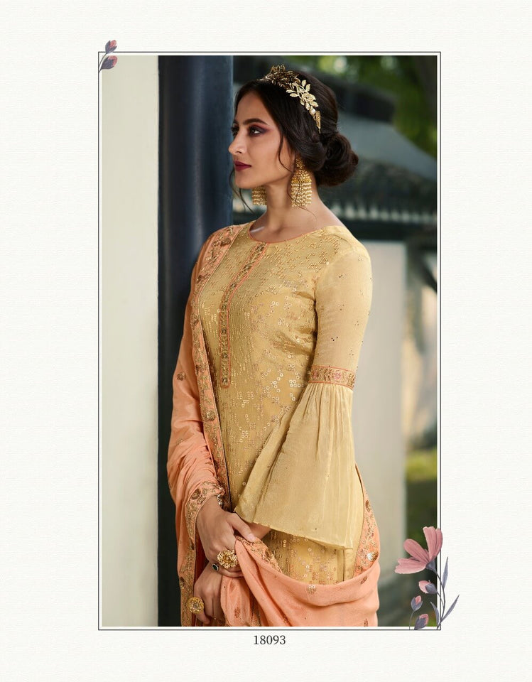 Gold Pure Viscose Indian women's salwar kameez with dupatta ready to wear
