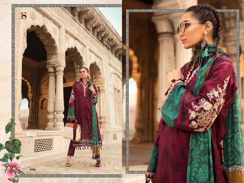 Purple Pure Cotton Indian women's salwar kameez with dupatta ready to wear