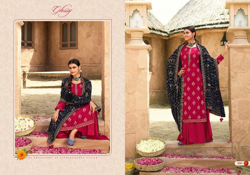 Red Viscose Dola jacquard Indian women's salwar kameez with dupatta ready to wear