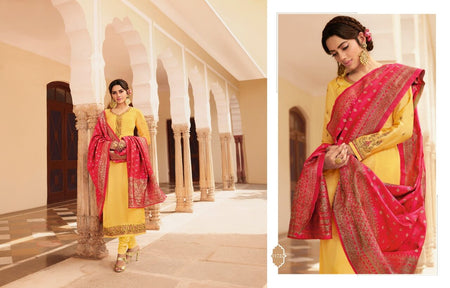 Gold Fox Georgette Indian women's salwar kameez with dupatta ready to wear