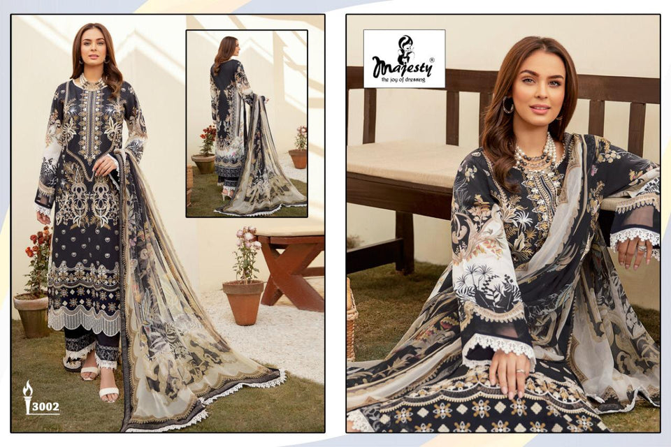 Black Pure Cotton Indian women's salwar kameez with dupatta ready to wear