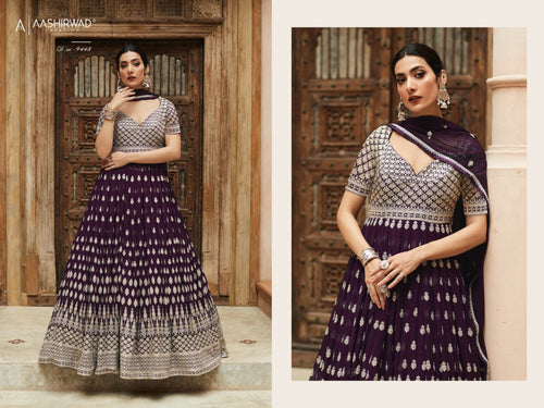 Purple Real Georgette Indian women's salwar kameez with dupatta ready to wear