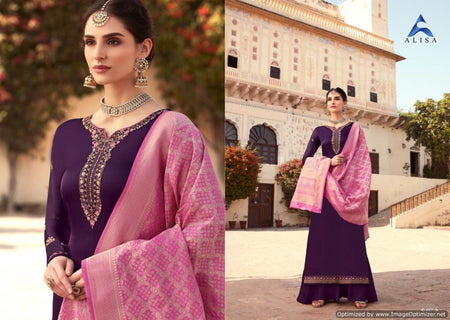 Purple Satin Georgette Indian women's salwar kameez with dupatta ready to wear