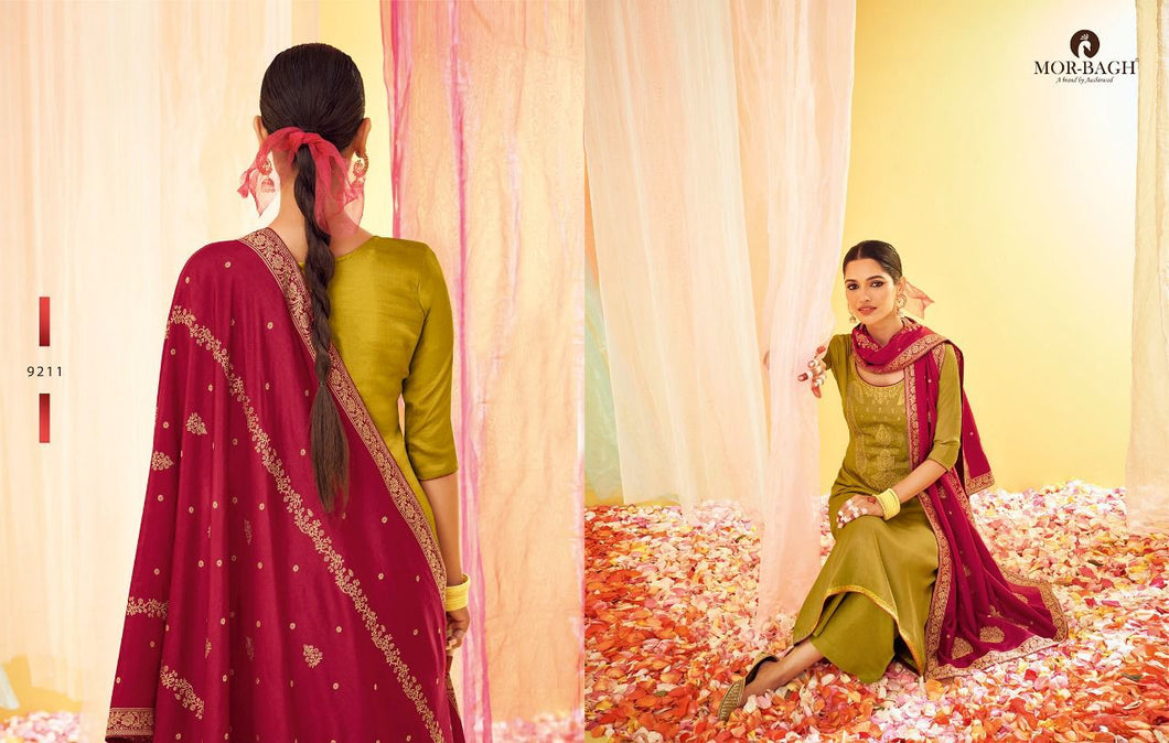 Green Premium Tussar Silk Indian women's salwar kameez with dupatta ready to wear