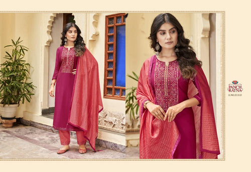 Multi Color Heavy Parampara Silk Indian women's salwar kameez with dupatta ready to wear