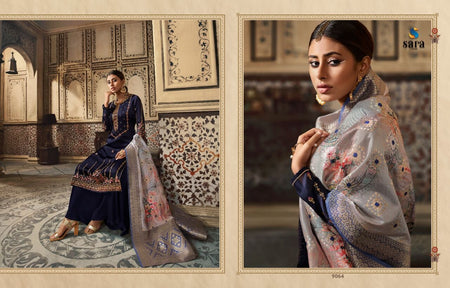 Blue Satin Georgette Indian women's salwar kameez with dupatta ready to wear