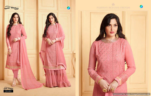 Pink Pure Faux Georgette Indian women's salwar kameez with dupatta ready to wear