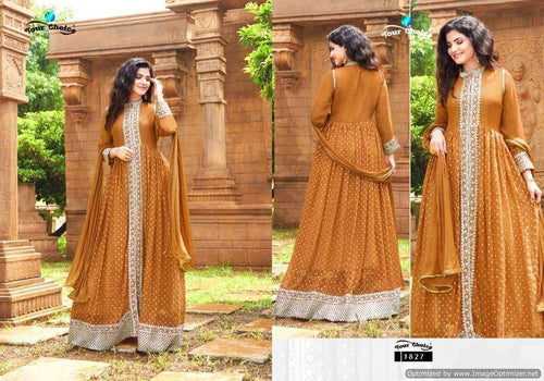 Gold Georgette Indian women's salwar kameez with dupatta ready to wear