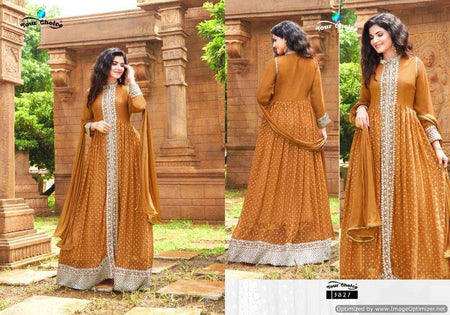 Gold Georgette Indian women's salwar kameez with dupatta ready to wear