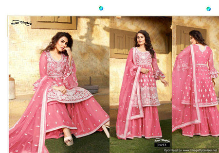 Multi Color Butterfly Net Indian women's salwar kameez with dupatta ready to wear