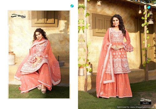 Multi Color Butterfly Net Indian women's salwar kameez with dupatta ready to wear